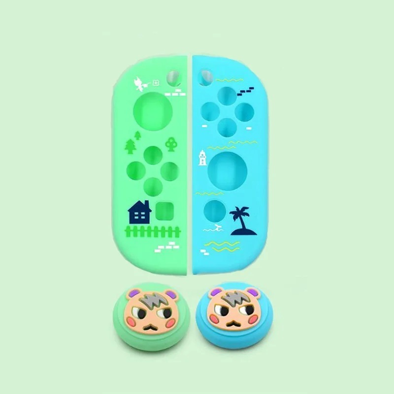 【Latest Style】 Silicone Soft Case with Thumb Grip for Nintendo Switch OLED Joy-Con Controller Protection.