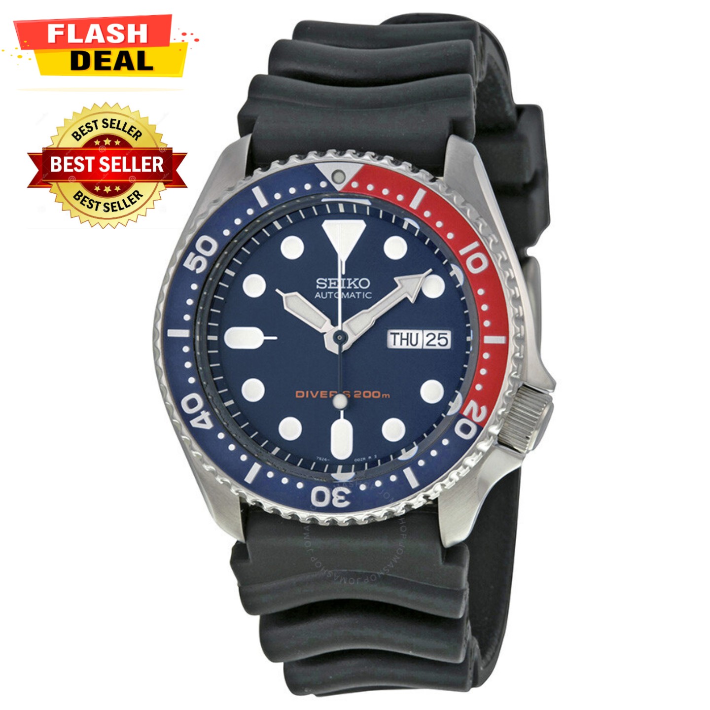 Seiko 5 Sports Diver's Watch Automatic Black Dial Blue/Red Combination Black  Rubber strap For Men (Free Box /With Day & Date) | Lazada PH