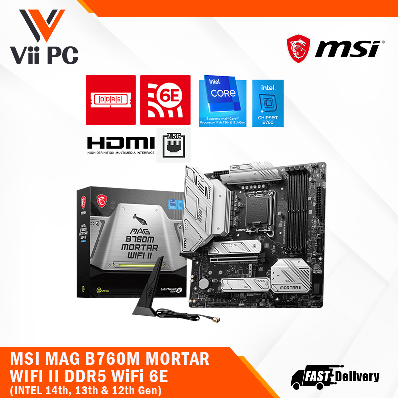 MSI MAG B760M MORTAR WIFI II DDR5 Wi-Fi 6E LGA1700 3x M.2 MATX