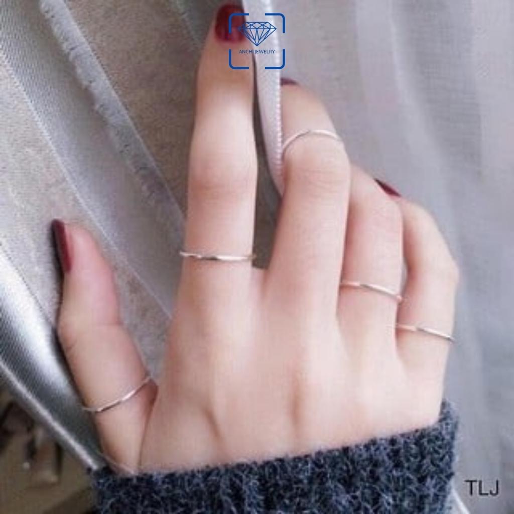 Nhẫn nữ học sinh 1k bạc ta basic đơn giản, Anchi jewelry