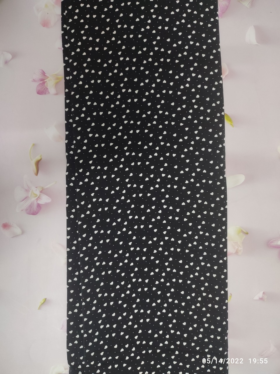 2m Vải lụa lạnh hoạ tiết tim siêu nhí - lụa Mango chính phẩm