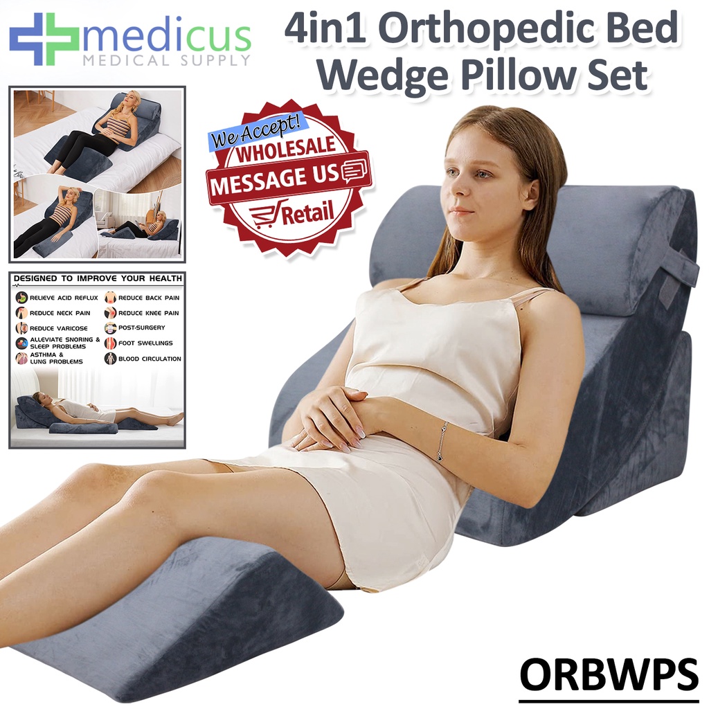 Medicus ORBWPS 4pcs Orthopedic Bed Wedge Pillow Set Orthopedic Pillow  Memory Foam Pillow