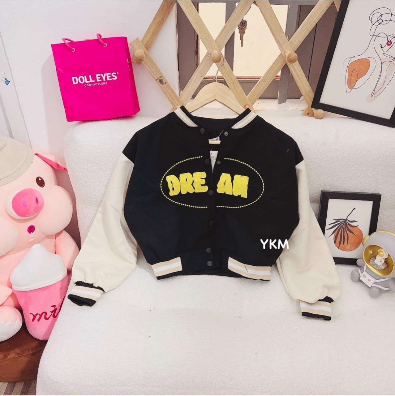 Áo Khoác BomBer Da lộn Kiểu CropTop 2 Lớp-TP
