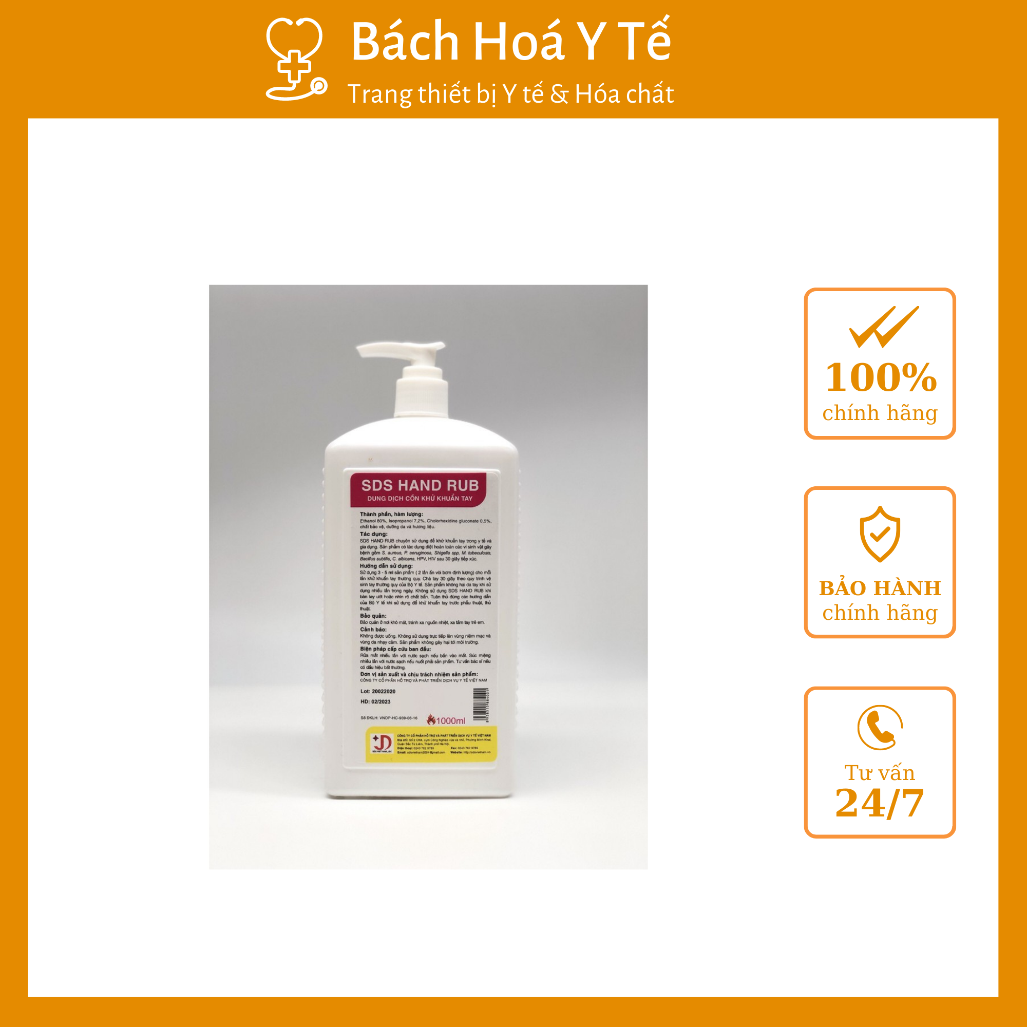 Nước rửa tay sát khuẩn SDS Hand Rub chai 1000ml