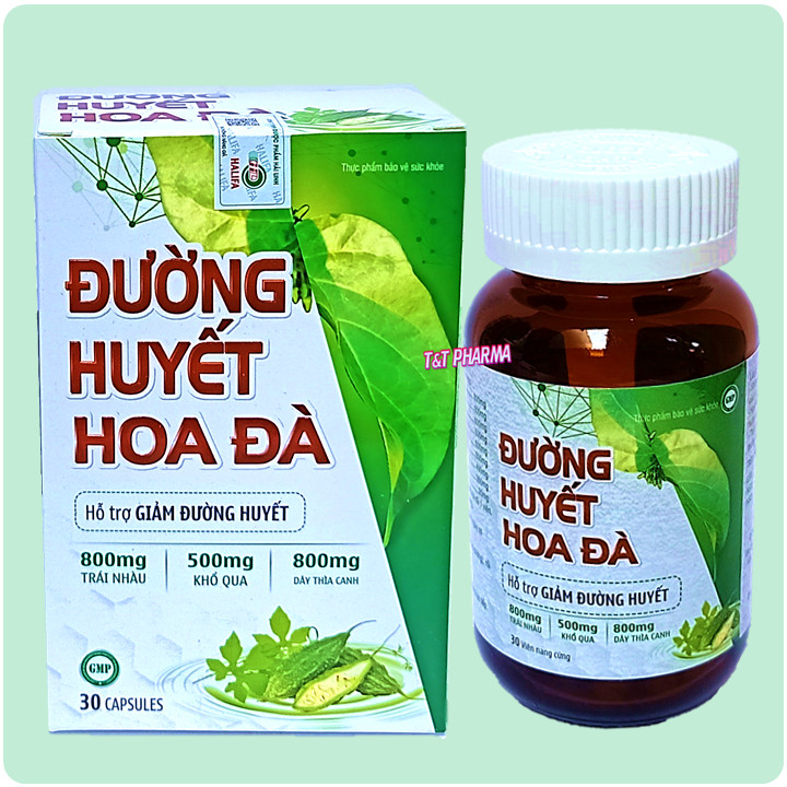 Viên Uống Tiểu Đường - Đường Huyết Hoa Đà - hỗ trợ giảm đường huyết - giảm biến chứng tiểu đường -, giảm cholesterol máu, hộp 30 viên hộp đỏ