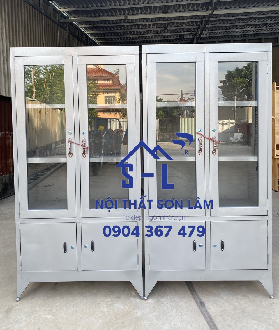 Tủ sắt hồ sơ kính đựng tài liệu văn phòng mẫu mới ngăn tủ rộng giá rẻ