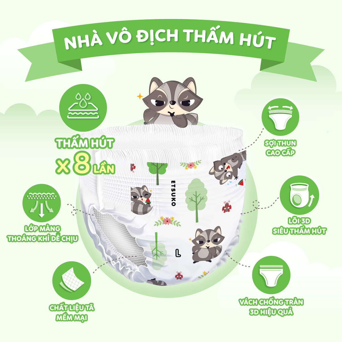 Combo 2 Bịch Tã Quần Etsuko size L 42 pcs