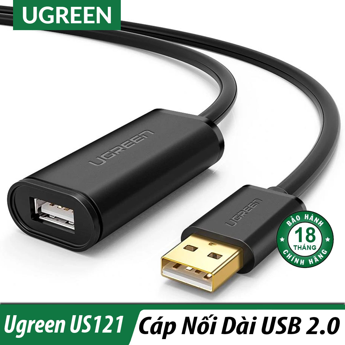 [HCM] Cáp Nối Dài USB 2.0 5M, 10M ,15M, 20M ,30M – Hỗ trợ Chipset khuếch đại tín hiệu Cao Cấp UGREEN US121 – BH 18 Tháng Đổi Mới