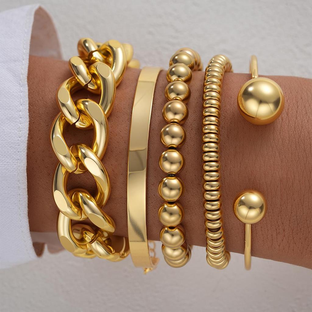 Enacolor%20%205Pcs/Set%20Exaggerated%20Thick%20Chain%20Open%20Bangles%20Bracelet,%20Irregular%20Geometric%20Round%20Bead%20Metal%20Bracelet%20Fashion%20Jewelry%20New%20%202025%20-%20Image%209