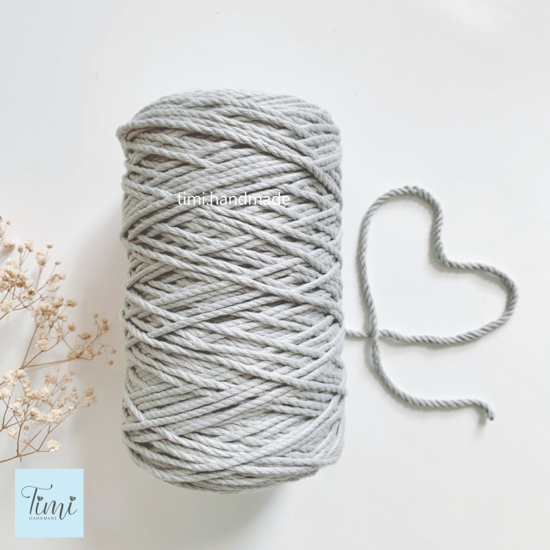 Dây thừng macrame cotton màu XÁM NHẠT size 3mm/5mm mềm mịn