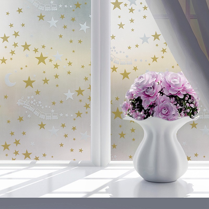 Decal giấy dán kính sao vàng