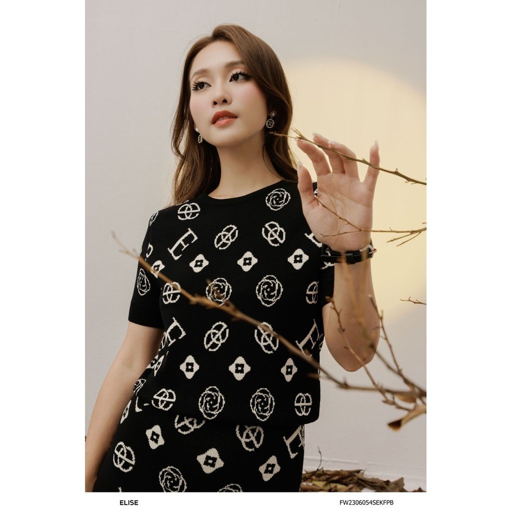 SET len đen logo thiết kế Elise FW2306054SEKFPB