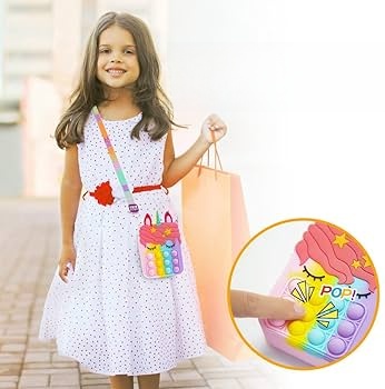 Pop it Purse, Unicorn for Girl, Shoulder Bag Fidget Toys Silicone