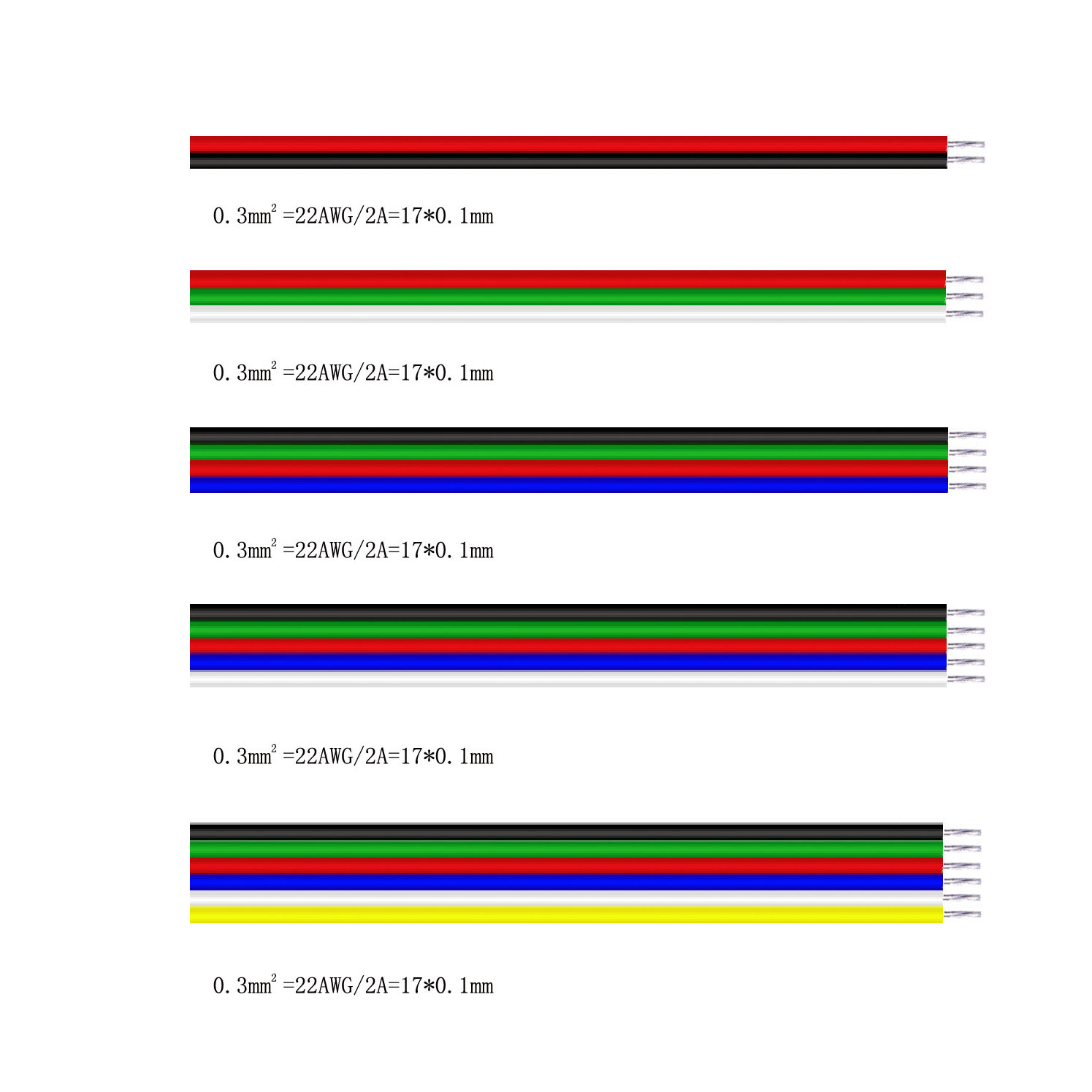 S60102 Led Color Code 【TopazTrove】Led Wire Cable 22AWG 2Pin/3Pin/4Pin/5Pin/6pin For WS2812B ...
