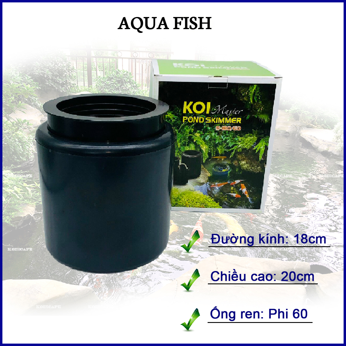 Suction face shrug for aquarium koi pond skimmer 18x20cm African 60 (stable operation, plastic super durable)