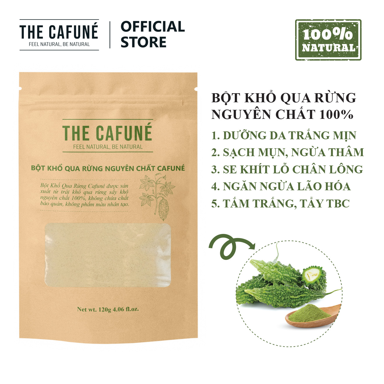 Bột khổ qua rừng Cafuné - nguyên chất 100% (60 Gram)