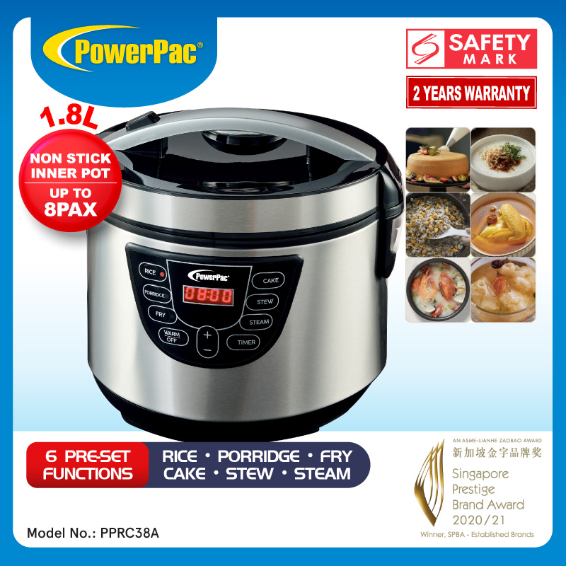 PowerPac Rice Cooker 1.8L Digital /Multi Cooker (PPRC38A) Lazada