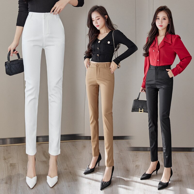 Formal Black Pants Women Office Lady Style Work Wear Summer Thin