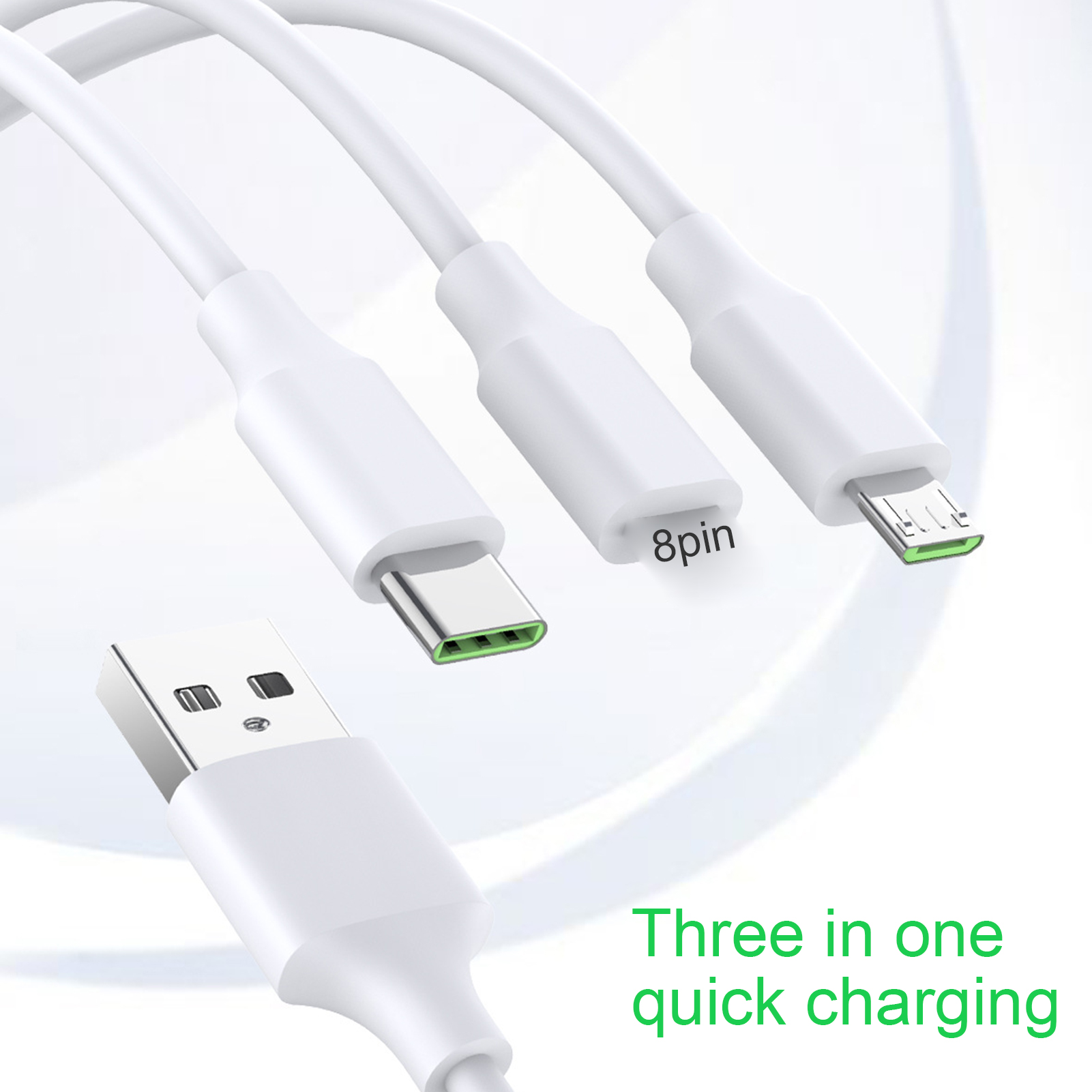 zhaodunyuephw Data Cable 3-in-1 Universal 5A Micro USB Type-C 8Pin Fast Charging Cord for iPhone