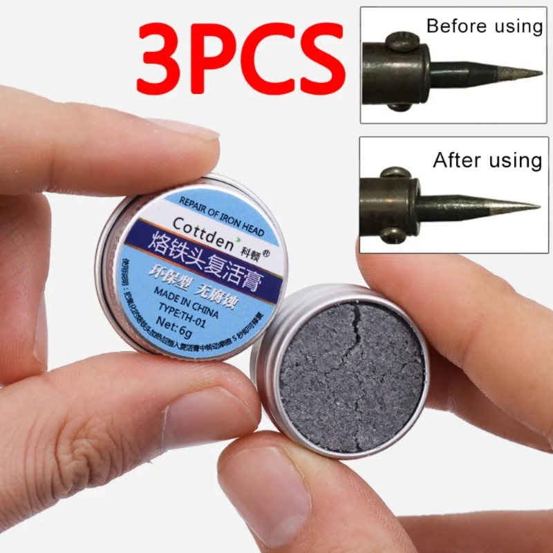 3pcs Soldering Iron Tip Refresher Non-stick Tin Solder Cream Clean Paste for Oxide Head Resurrection Oxidative Activator