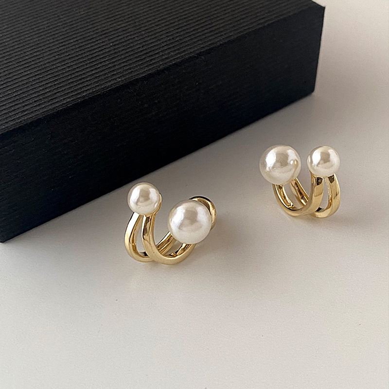 ♥Muswannas♥1 Pair 2022 New Gold Retro Pearl Stud Earrings for Women Korean Style Simple Women's Jewelry Gift