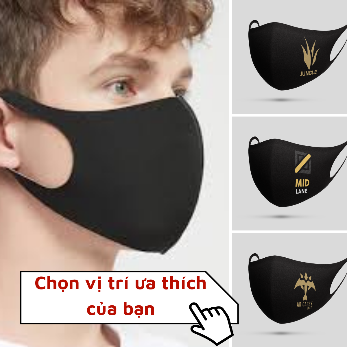 Khẩu trang vải Gaming: PUBG, CSGO, DOTA, LOL,....