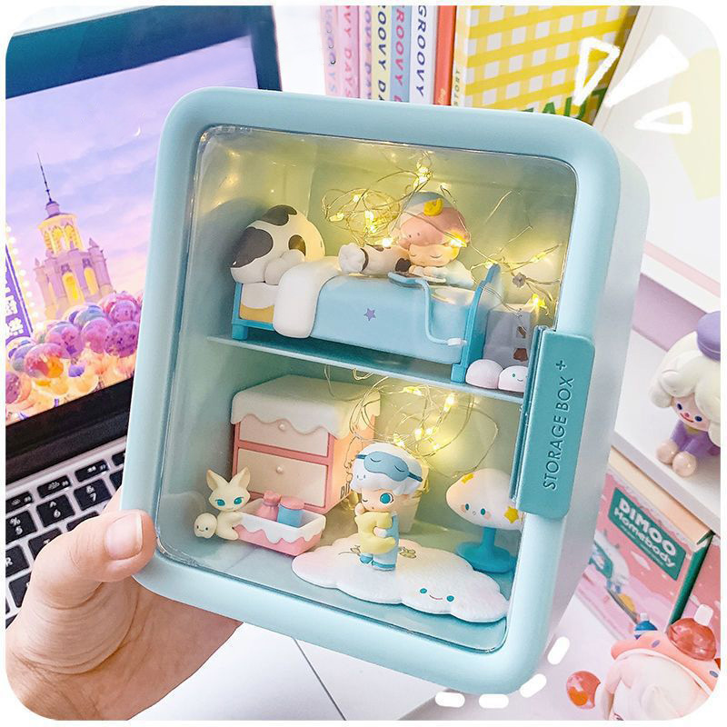 JJT [Miễn Phí Vận Chuyển]Hộp hiển thị biệt thự Hộp đồ chơi sưu tập, thiết kế cảnh quan thủ công, bao bì phối cảnh, búp bê Lego bong bóng Mart, hộp hiển thị Thủ Công dễ thương