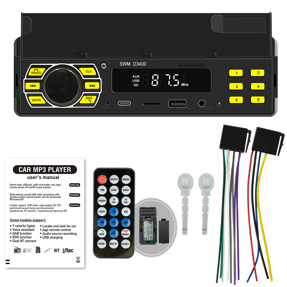 Car Audio Stereo System Single Din Bluetooth Audio and Calling Head Unit MP3 USB Audio AUX Input Car MP3 Player Audio Systems