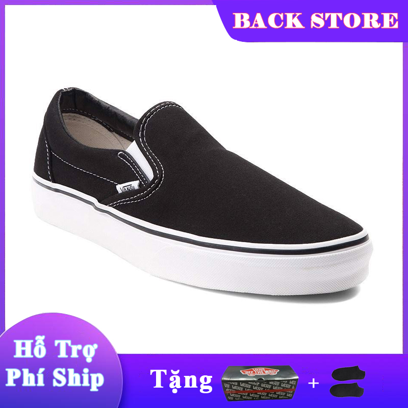 [HCM]Giày thể thao lười nam nữ Vans Lười Đen [ Tặng Box + Vớ ]