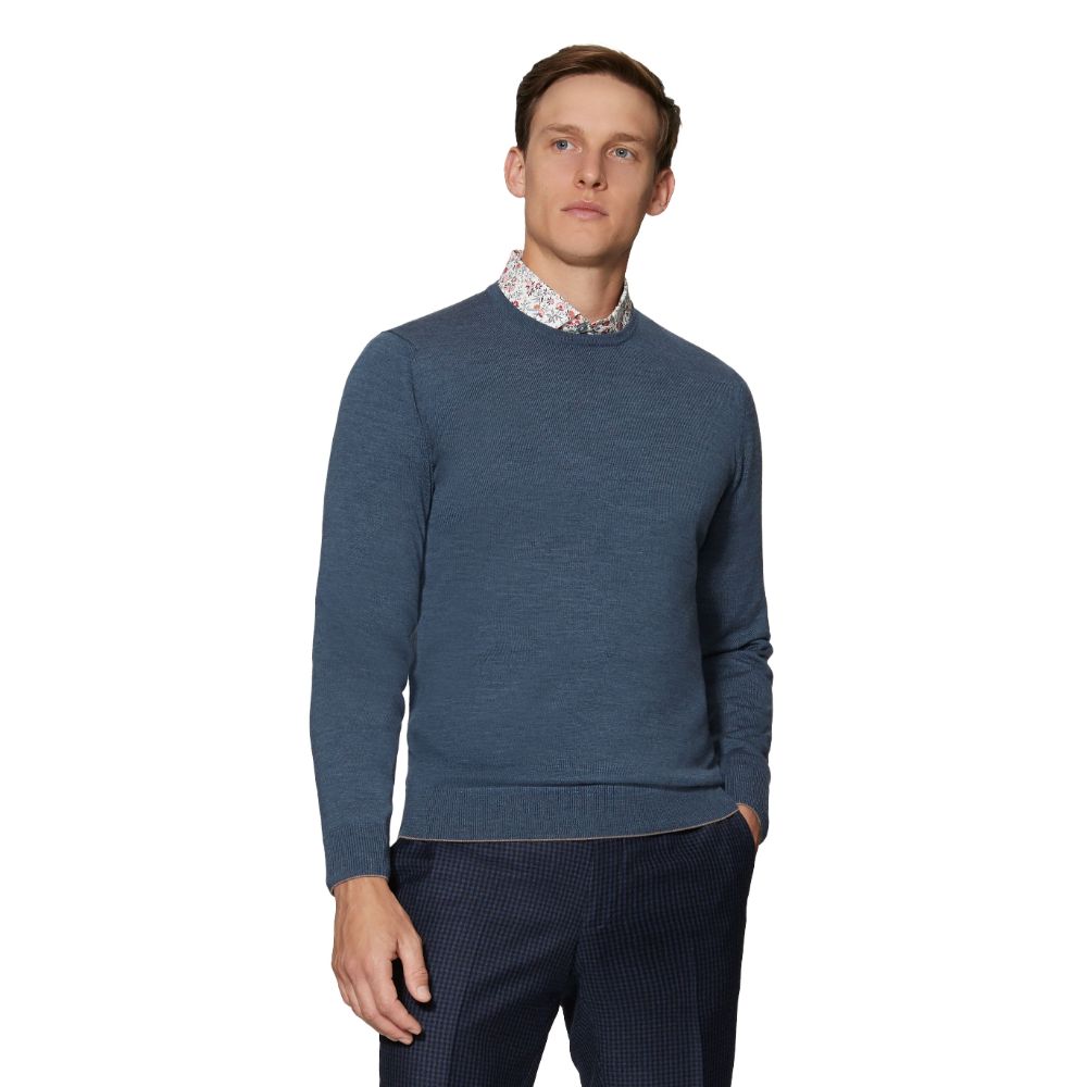 T.M.Lewin Romney Denim Crew Neck Slim 