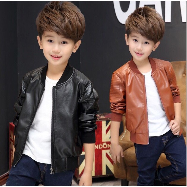 Áo khoác da thời trang cho bé trai