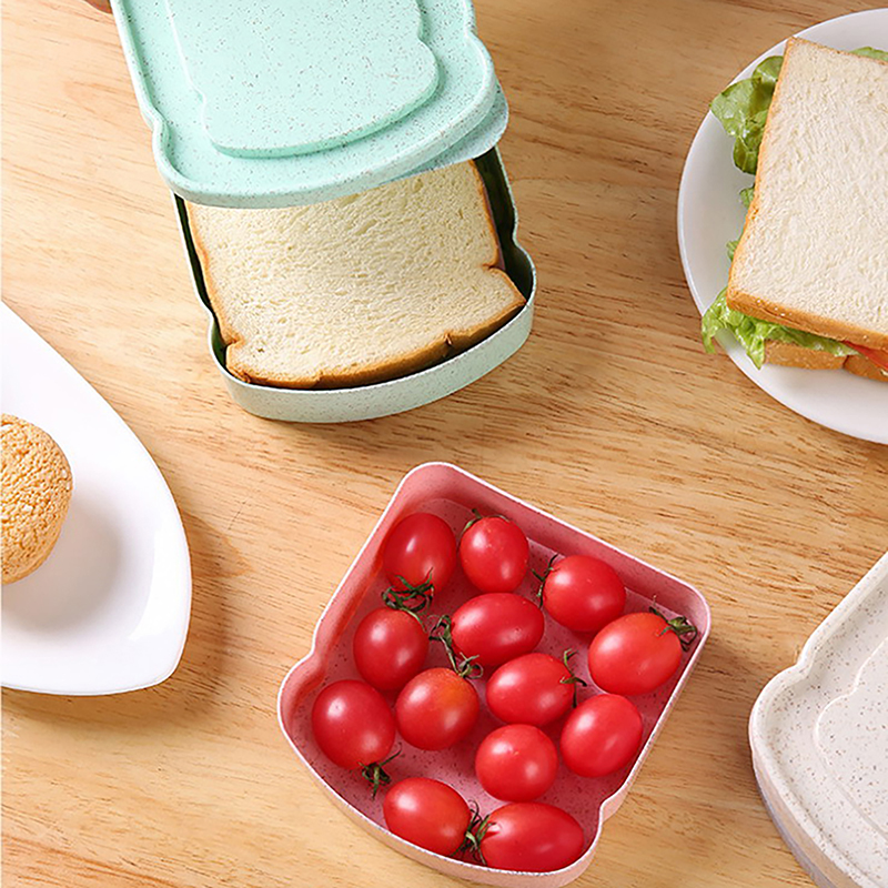 Lunch Toast Sandwich Carrying Box Multi Color Large Capacity Office Worker Plastic Bento Case Easy Clean Lightweight Portable.