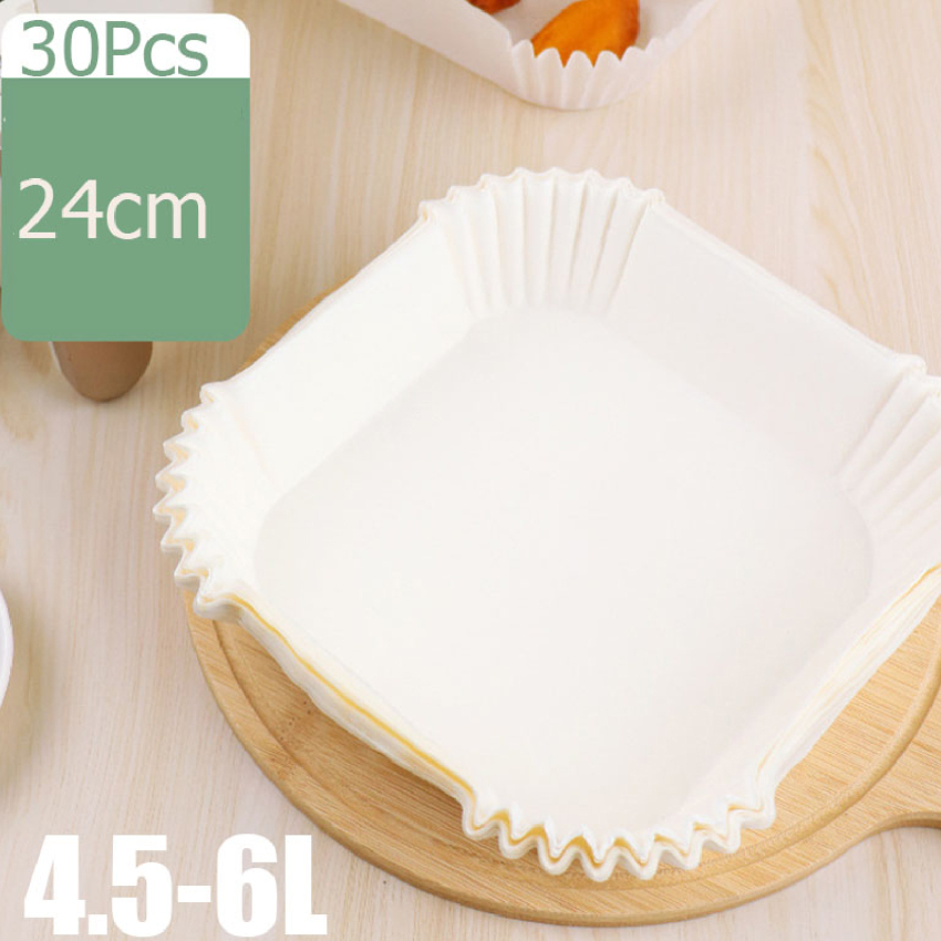 30 Pcs Air Fryer Disposable Parchment Paper Liner Oil-Proof Paper Tray Non-Stick Baking Mat Air Fryer Accessories Square /Round