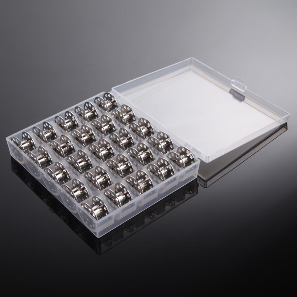 25pcs Replaceable Bobbins with Storage Box Household Metal Spool Sewing Accessories Portable for Sewing Machine for Brother Janome Singer