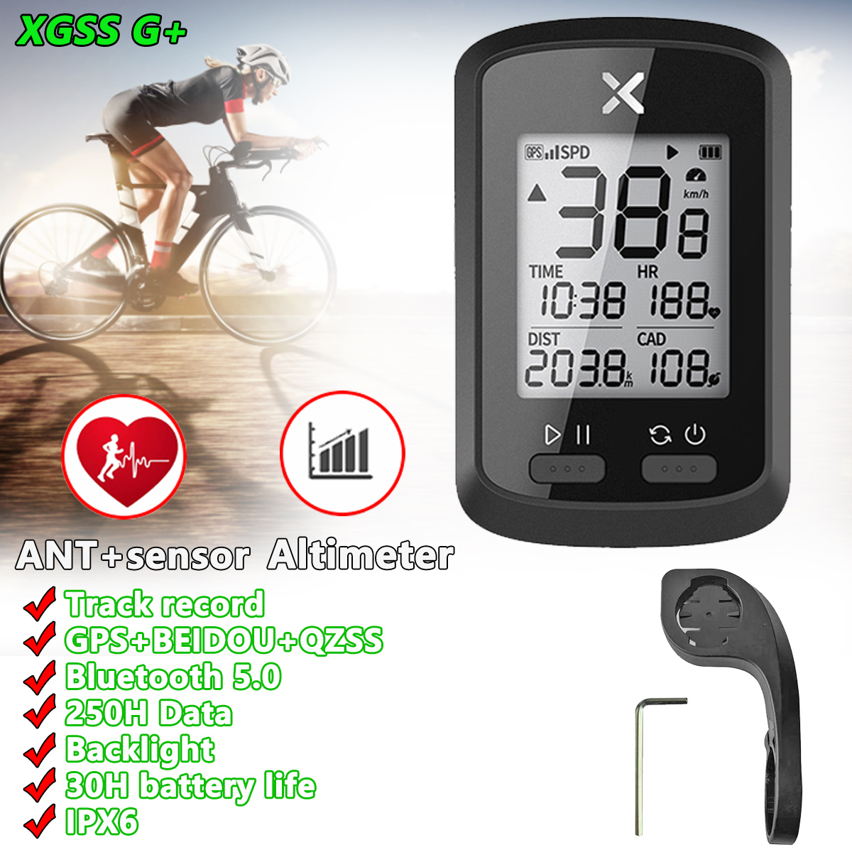 XOSS GPS Speedometer XOSS Bike Computer G Plus Speedometer Bike ...