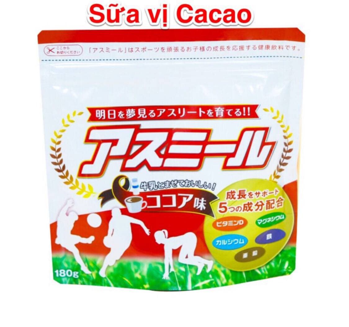 Sữa tăng trưởng chiều cao vị Cacao cho trẻ 3-16 tuổi Asumiru Nhật Bản Túi
