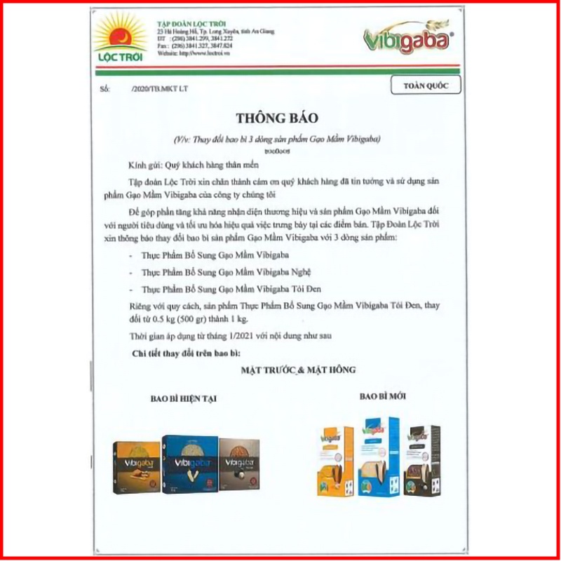 Gạo Mầm Vibigaba Hạt Ngọc Trời Gói 1Kg