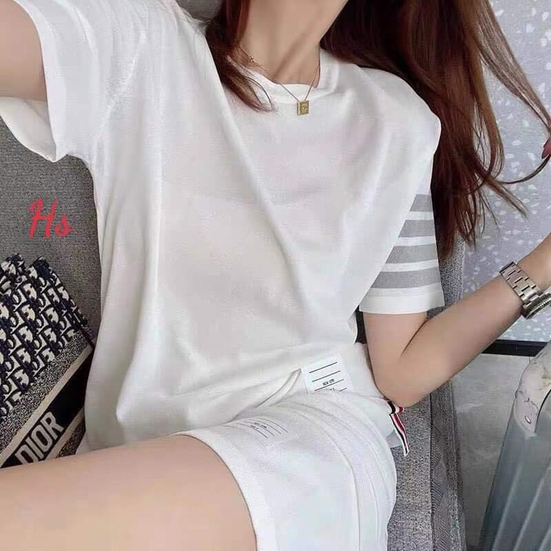 SÉT BỘ THUN KẺ 4 SỌC NGANG ĐẲNG CẤP -ĐEN + TRẮNG