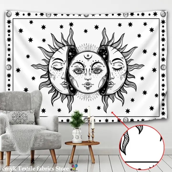 Black White Wall Cloth Trippy Sun Moon Bohemian Hippie Tapestry Psychedelic Yin Yang Wall Art Tree Of Life Wall Hanging Blanket Lazada Singapore