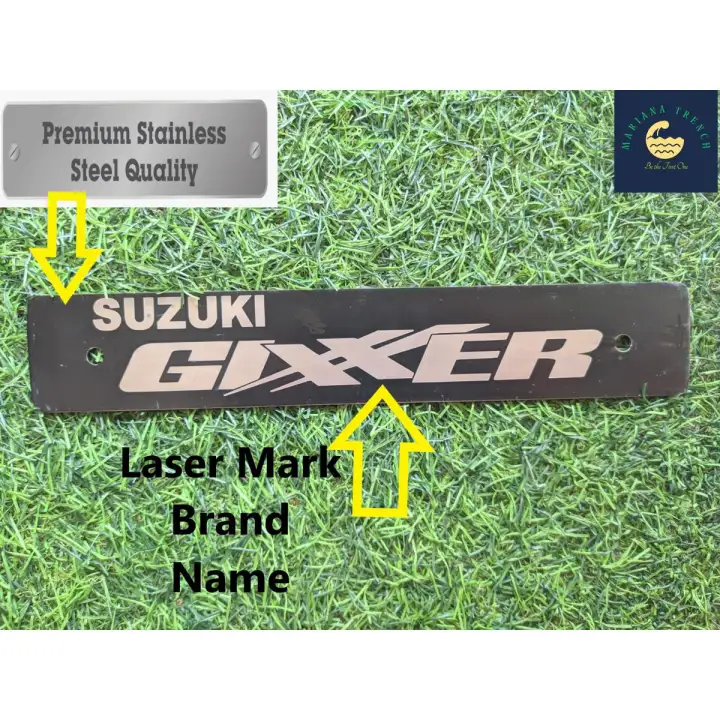 Gixxer Old Model (2016, 2017, 2018 & 2019) & Monotone Bike Front Name Plate Stainless Steel With Laser Marking Brand Name