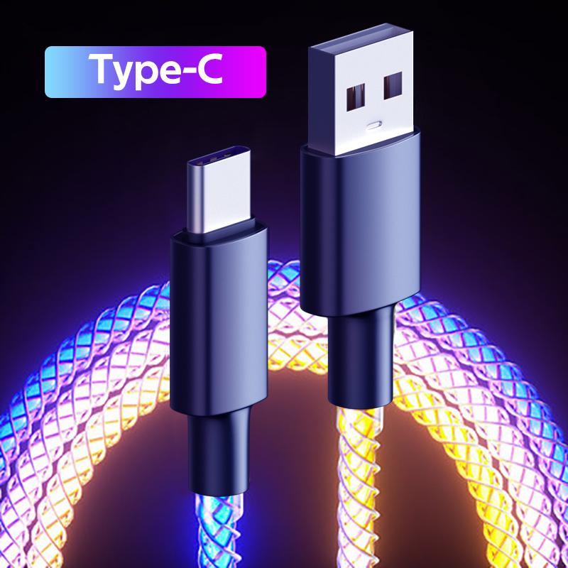 Led 6a usb type c cable micro usb fast charging metal head for iphone 13 huawei android phone charger for xiaomi samsung oppo vivo type c cable micro usb data line