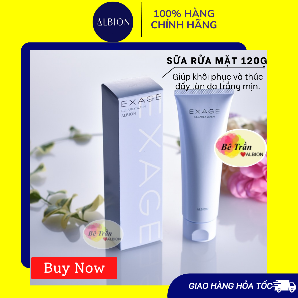[Chính hãng] [ALBION] Sữa Rửa Mặt Sáng Da Exage CLEARLY WASH (Auth 100%, kèm bill mua từ hãng)