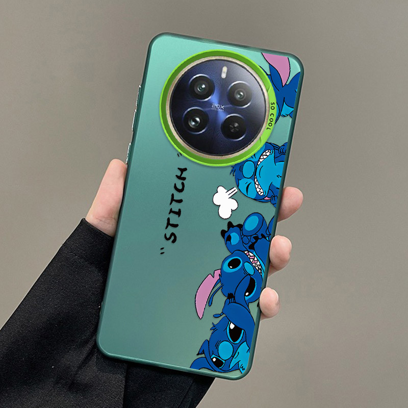 realme 13+ 5G realme13 Pro+ 5G realme 13X Big Eyes Lilo Stitch Matte Colored Silver Case Anti-Slip Cover Frosted Feel Casing. 