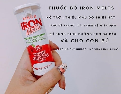 Viên ngậm iron melts 50 viên bổ sung sắt, acid folic, vitamin b12 và vitamin c