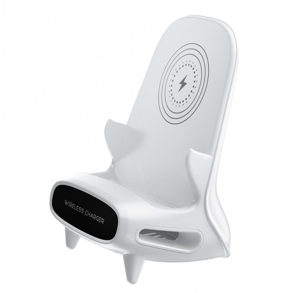 Elesky- 15W Desktop Vertical Wireless Charger Fast Charging Mobile Phone Desktop Mobile Phone Holder Fast Charging Chair-shaped Fast Charging Base Speaker Creative Mobile Phone Holder Special Gift