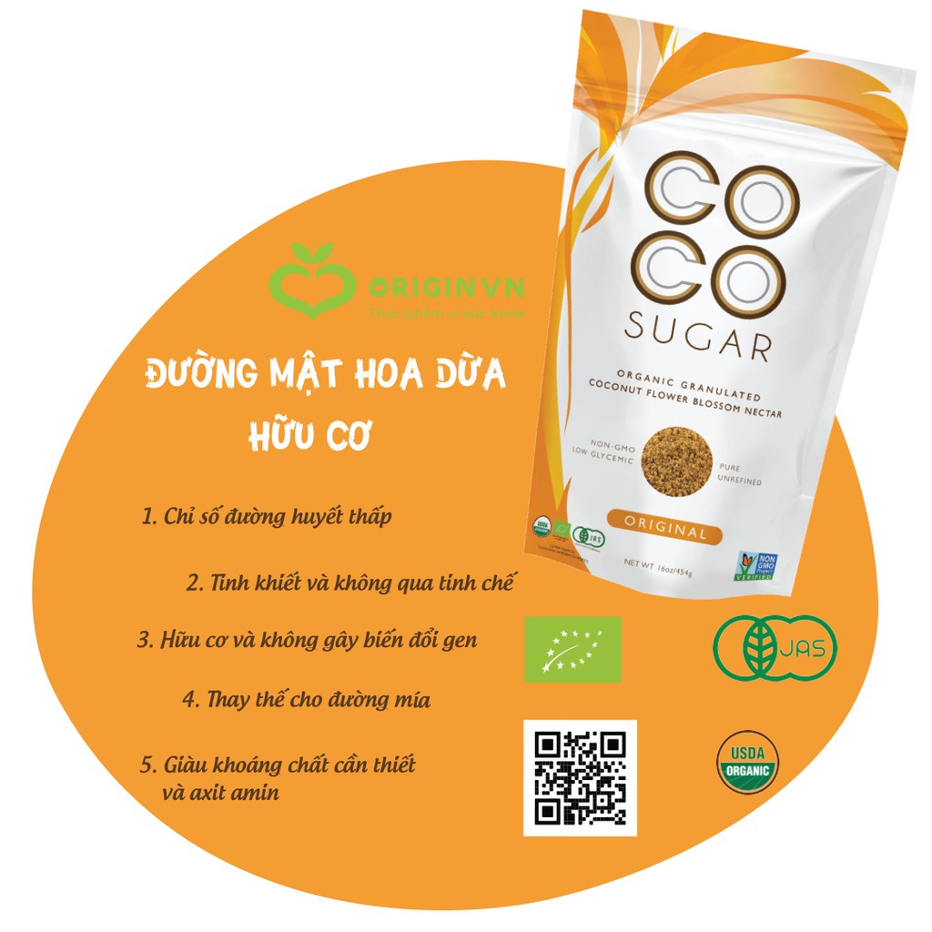 Đường mật hoa dừa hữu cơ PT COCO SUGAR 454g