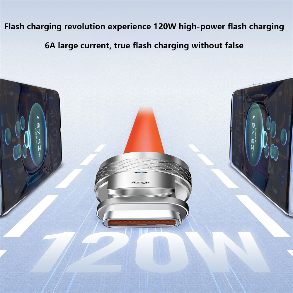 FLEWWER 120W TYPE-C Fast Charging Data Cable Zinc Alloy Elbow 180 Degree Rotating Charging Cable