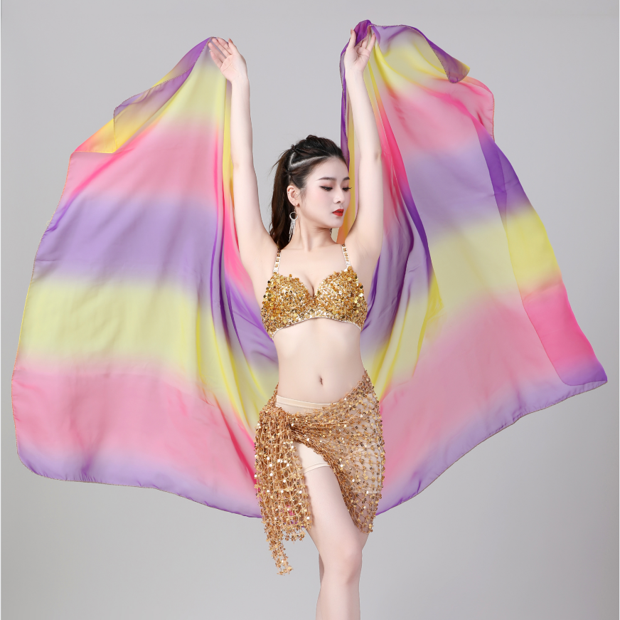 Belly Dance Gradient Color Opening Dance Color Large Size Hand Throwing Yarn Dance Accessories Performance Scarf