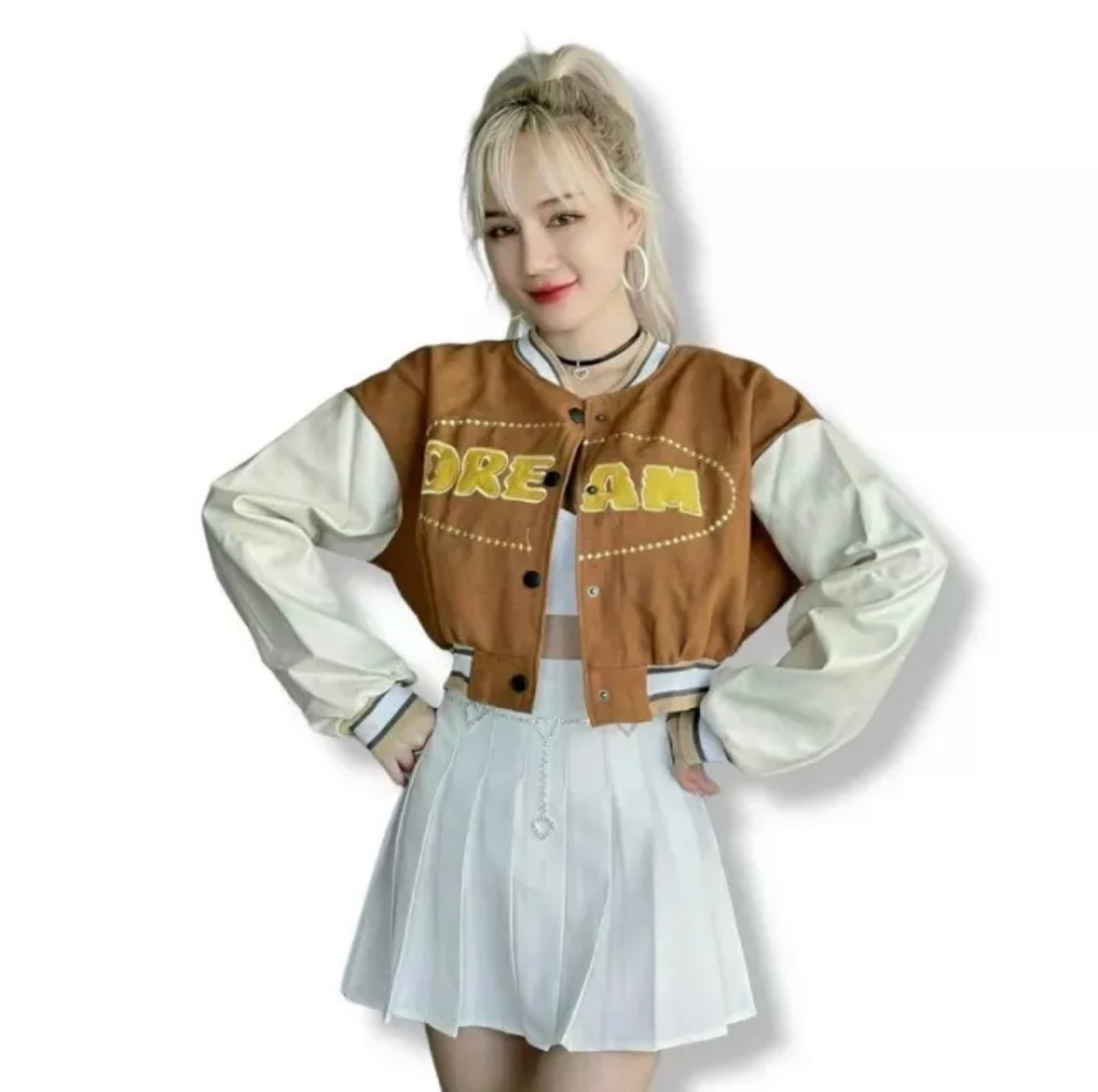 Áo khoác bomber nữ form lửng d.r.e.a.m 2 lớp - tp