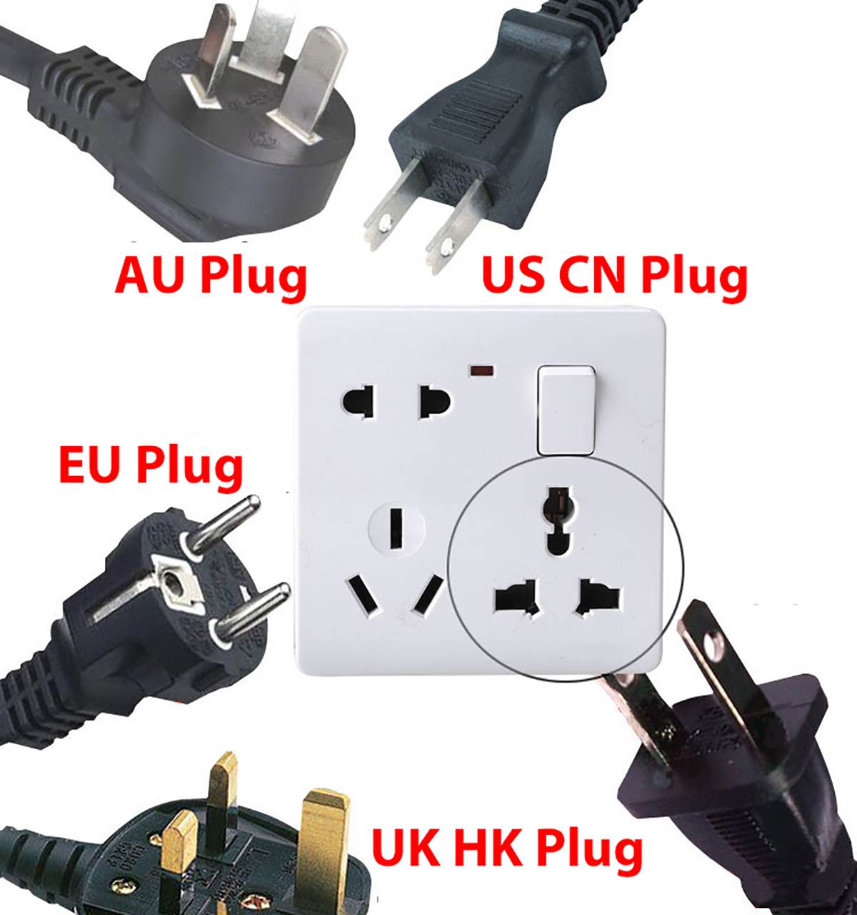 【LuxeGlow】US/AU/UK/EU/ Wall Socket Wall Socket Panel With Main Switch ...